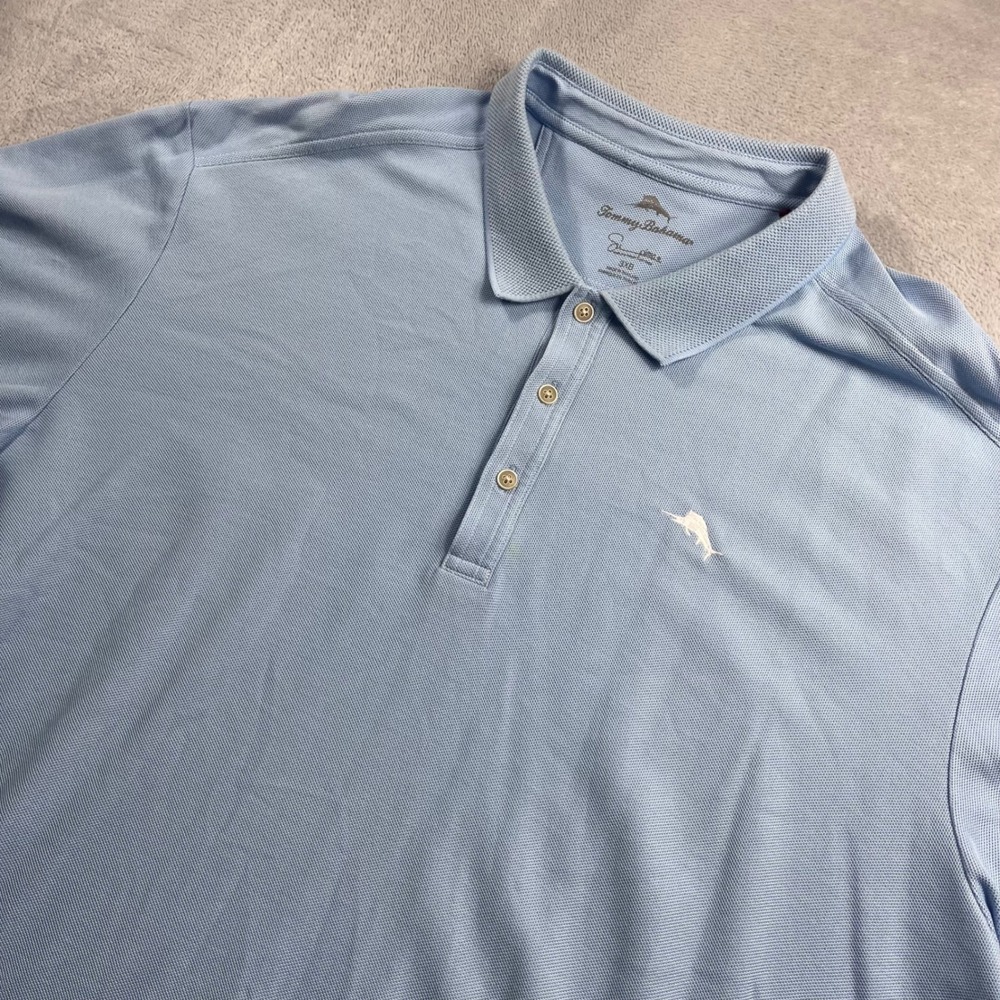 Tommy Bahama Emfielder Polo Shirt Mens 3XB Light Blue Short Sleeve Marlin Logo